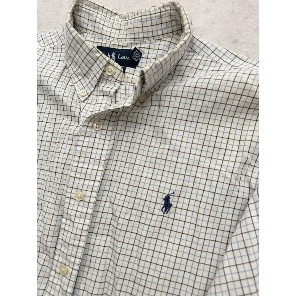 Polo Ralph Lauren Men's L Classic Fit Windowpane Check Button Down Shirt Pony
